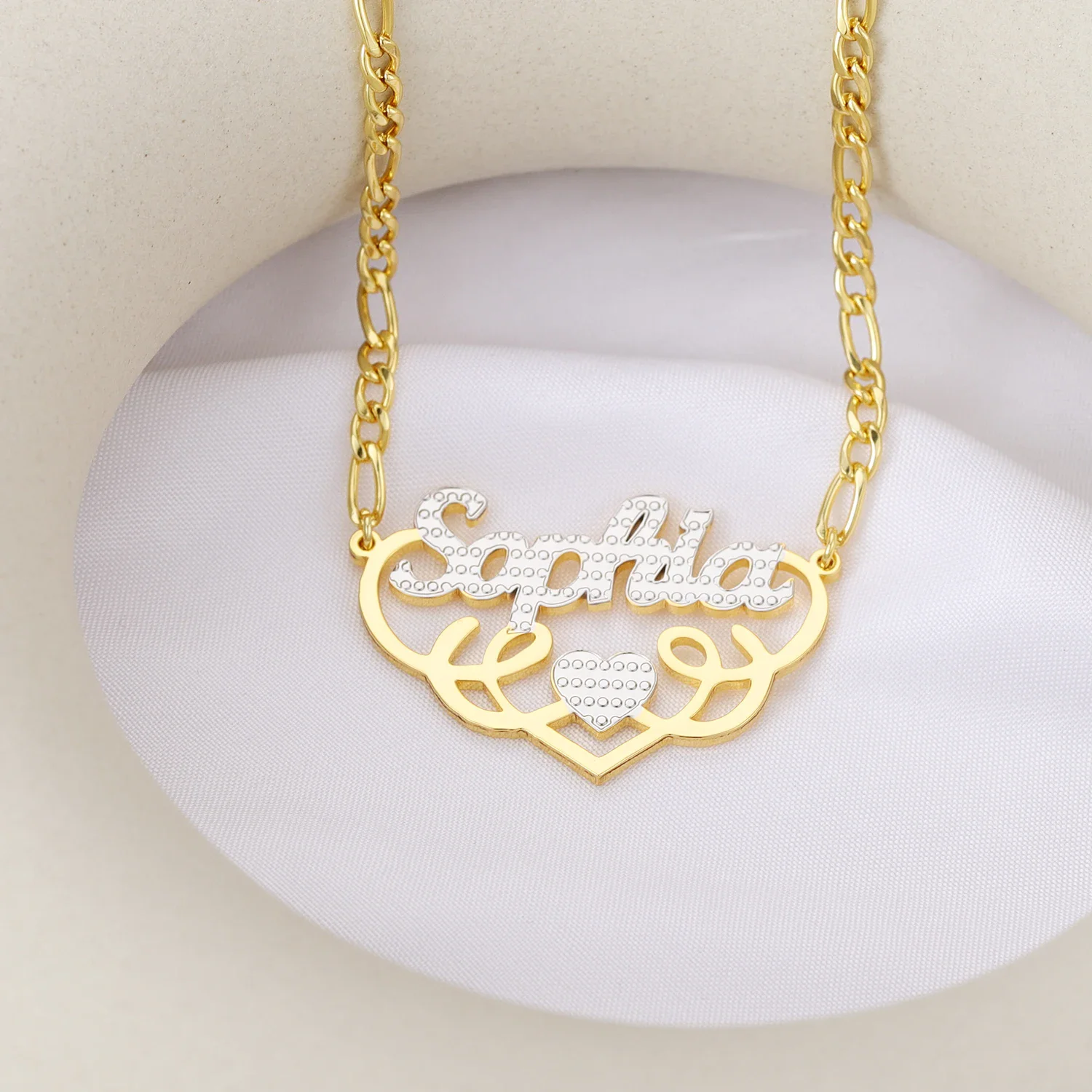 Luxury Custom Name Necklace Personalized Stainless Steel Cat Double Color Pendant Women's Jewelry 1 Luxury Custom Name Necklace Personalized Stainless Steel Cat Double Color Pendant Women's Jewelry 5