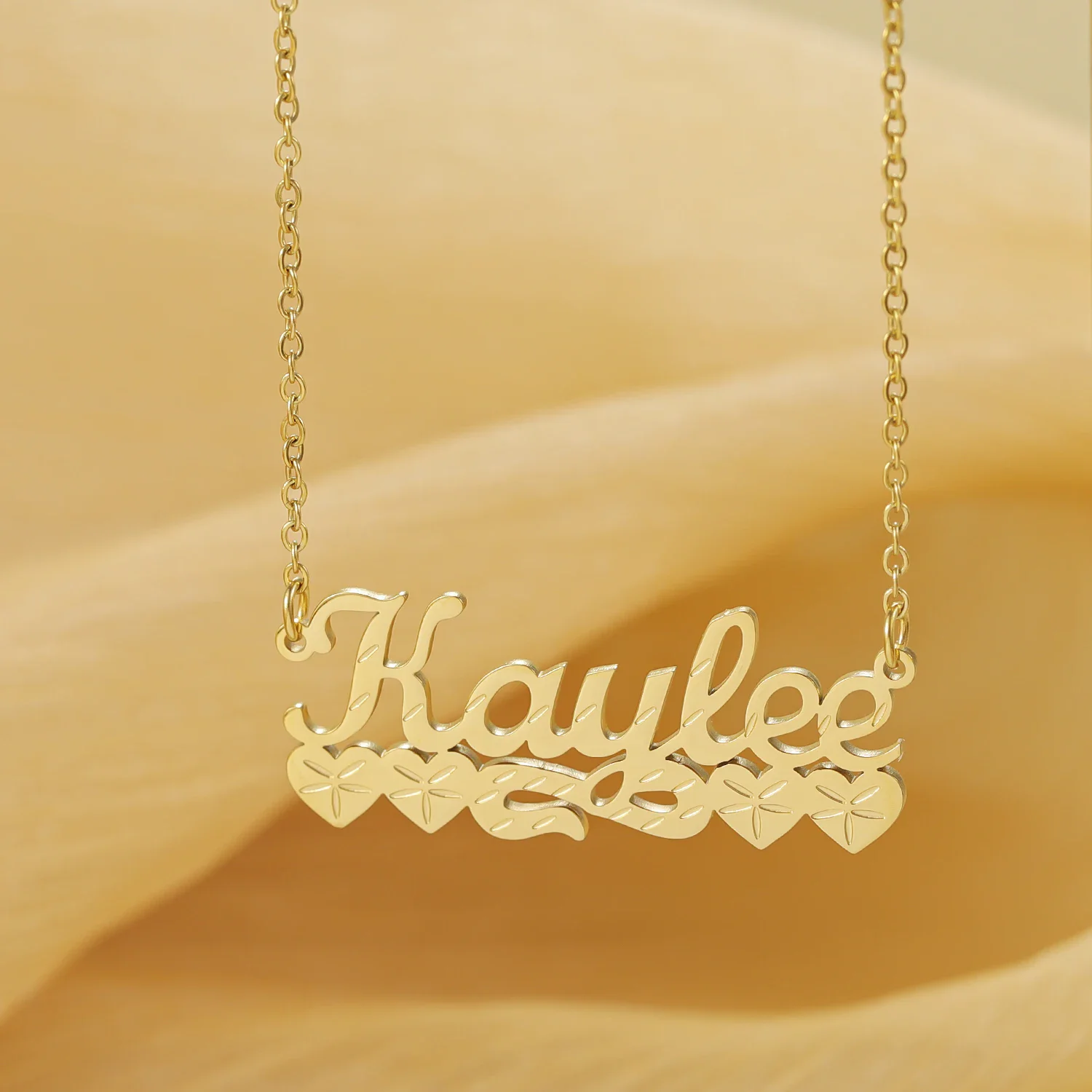 Luxury Custom Name Necklace Personalized Stainless Steel Cat Double Color Pendant Women's Jewelry 2