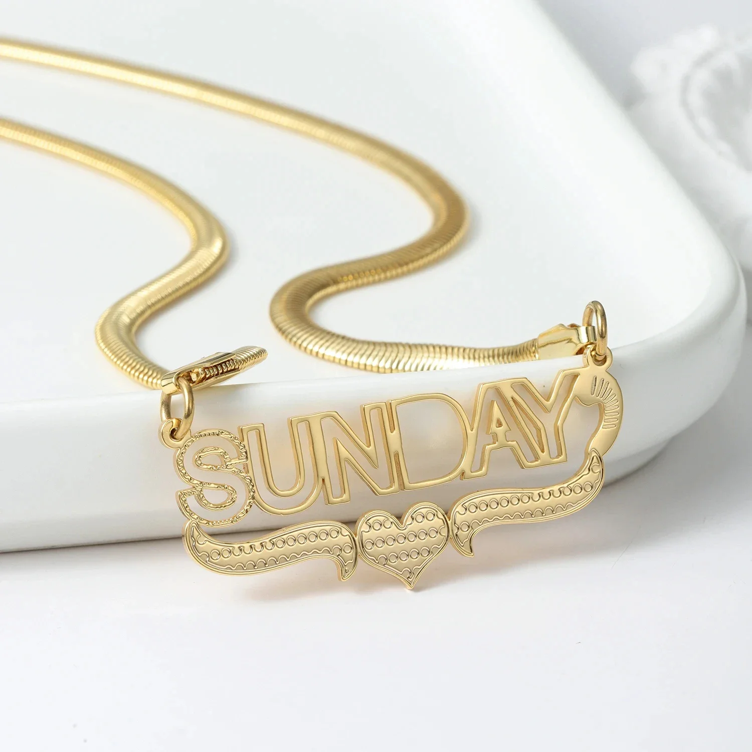 Luxury Custom Name Necklace Personalized Stainless Steel Cat Double Color Pendant Women's Jewelry 1 Luxury Custom Name Necklace Personalized Stainless Steel Cat Double Color Pendant Women's Jewelry 4