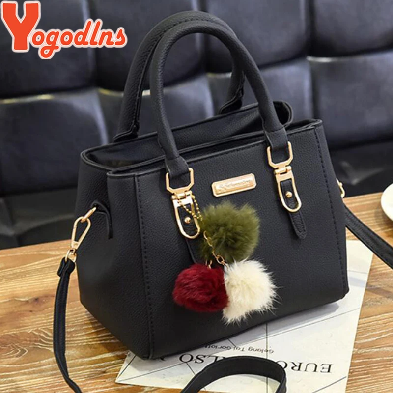 Yogodlns women beading pendant handbag ladies embossed shoulder bag ladies Messenger bag hairball bags high quality bag 2