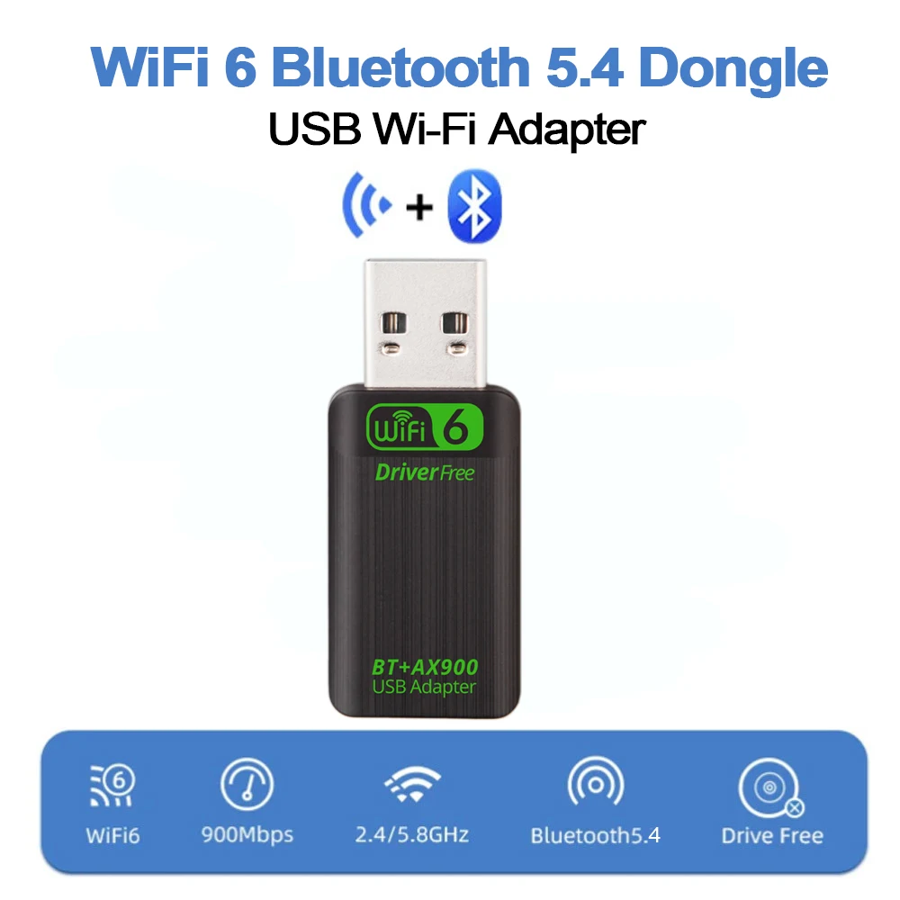 New AX900 USB WiFi 6 Bluetooth 5.4 Adapter 2in1 Dongle Dual Band 2.4G&5GHz USB Network Wireless Wlan Receiver For Win 10/11 1 New AX900 USB WiFi 6 Bluetooth 5.4 Adapter 2in1 Dongle Dual Band 2.4G&5GHz USB Network Wireless Wlan Receiver For Win 10/11 3