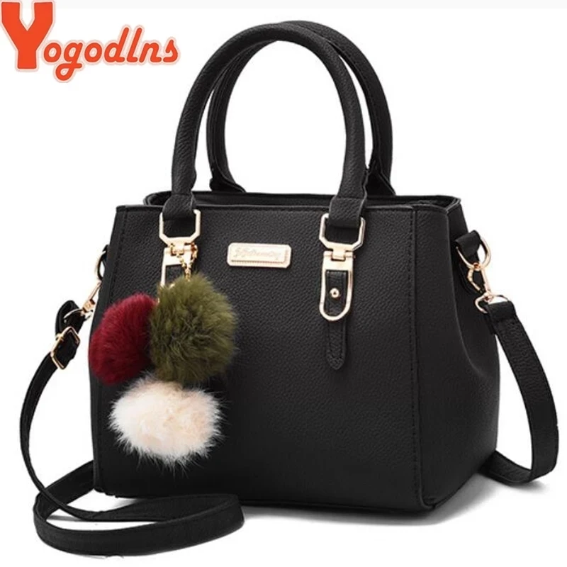 Yogodlns women beading pendant handbag ladies embossed shoulder bag ladies Messenger bag hairball bags high quality bag 1