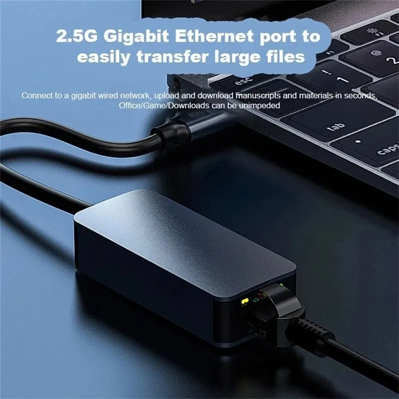 2500Mbps USB 3.0 Wired USB TypeC To Rj45 Lan Ethernet Adapter RTL8156 Network Card for PC Macbook Windows Laptop 2