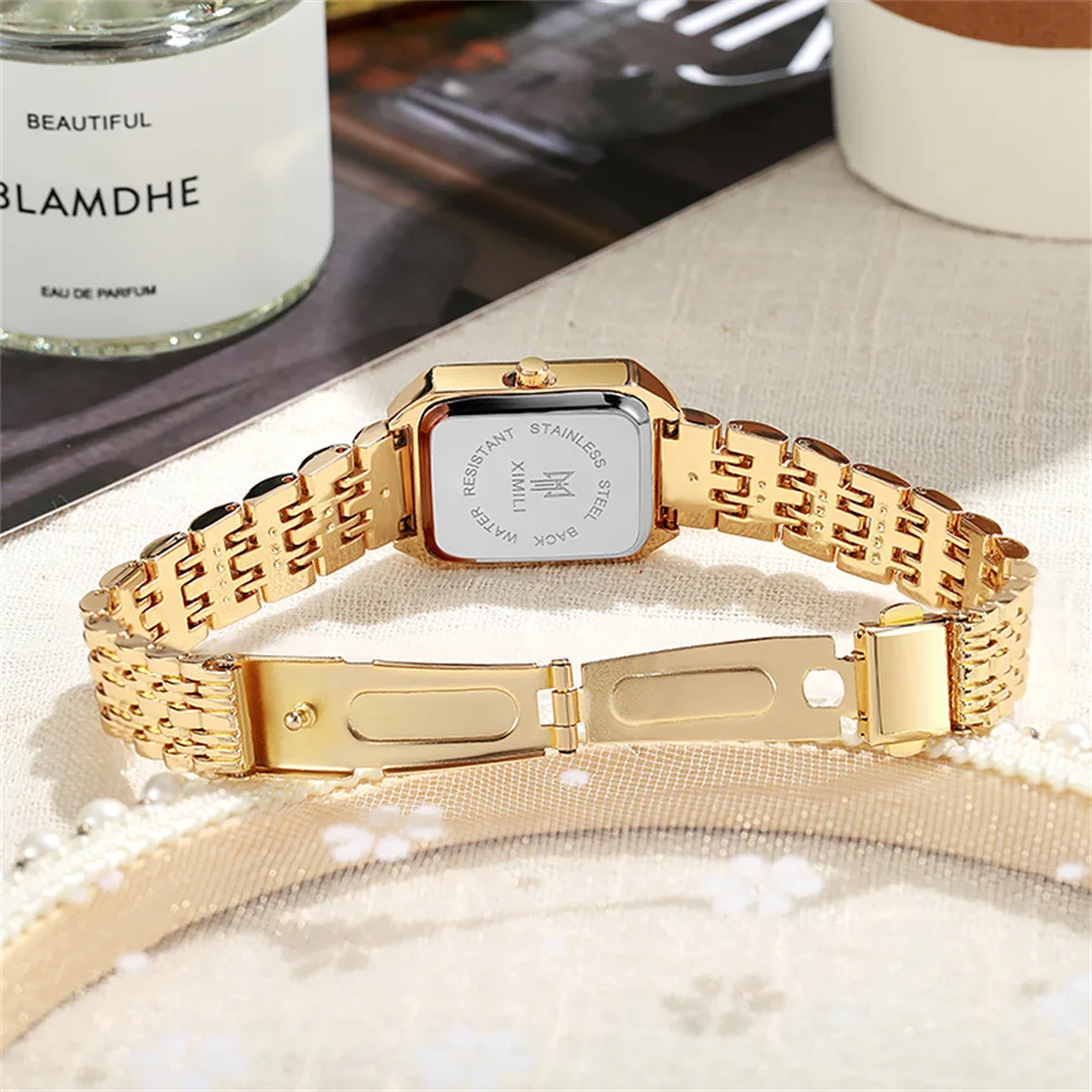 Women’s Gold Square Quartz Watch 1 Women’s Gold Square Quartz Watch 6
