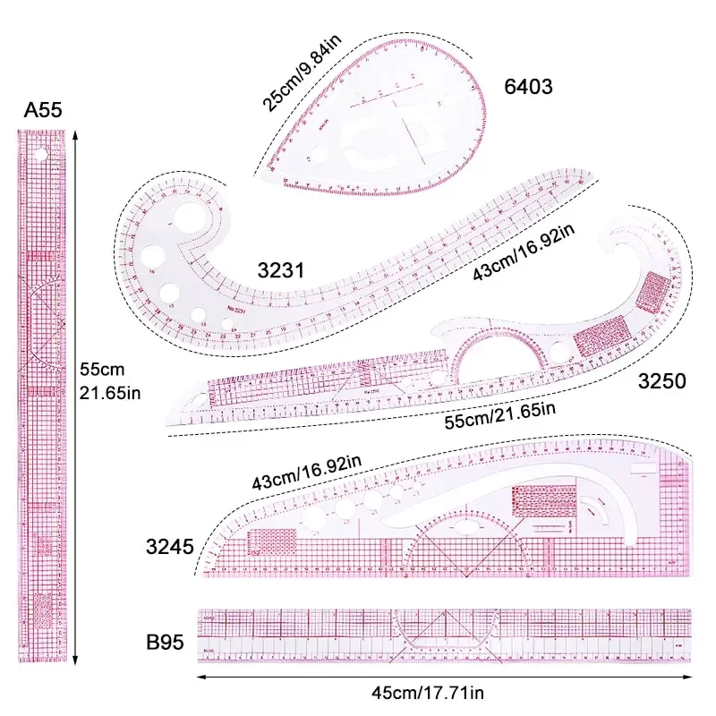 6‑Piece Flexible French Curve Ruler Set 2