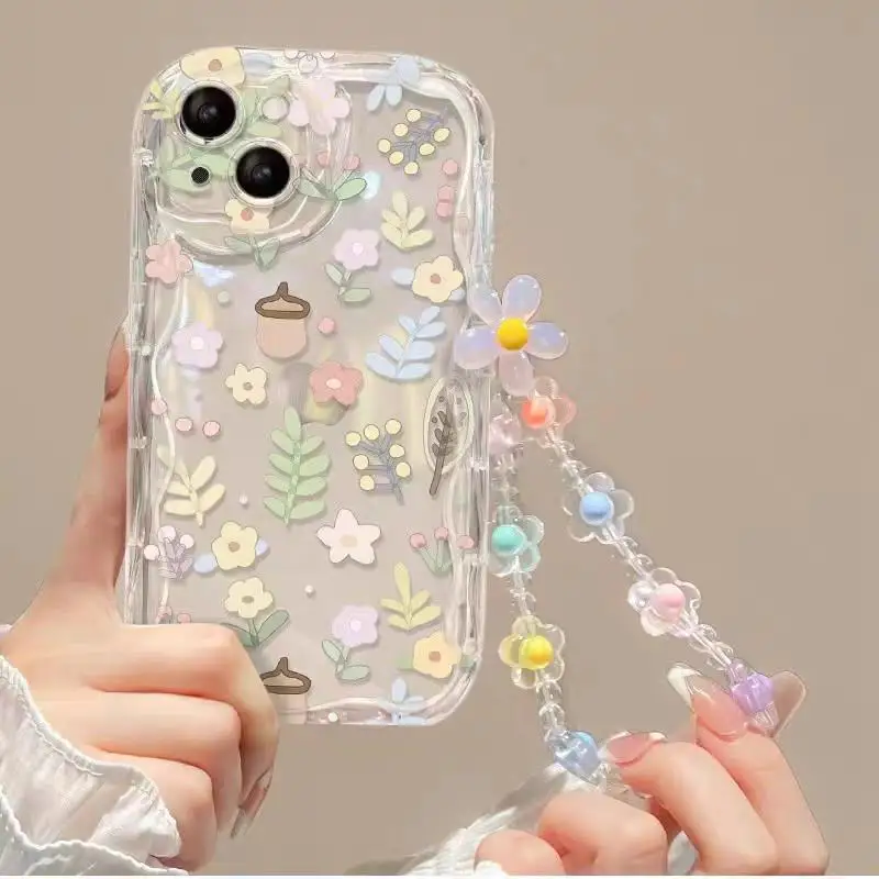Flower Bracelet Strap Phone Case – Soft Back Cover for iPhone 2