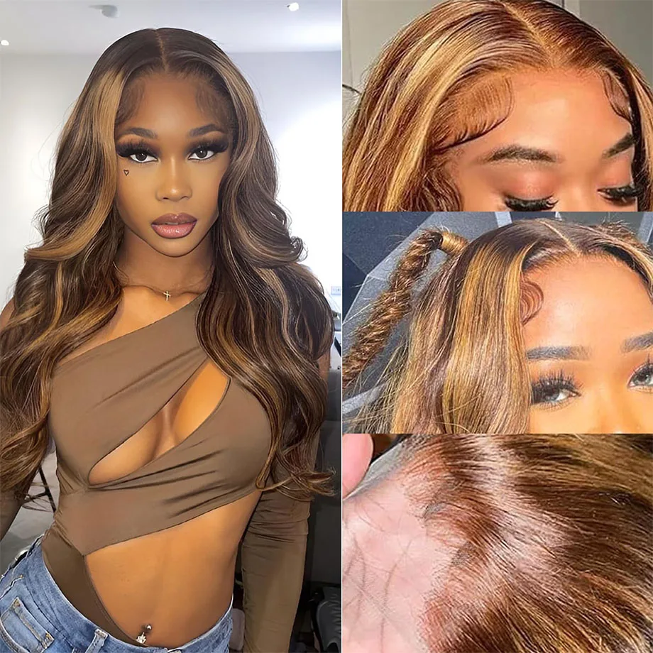 Body Wave Highlight Human Hair Lace Front Wig 2