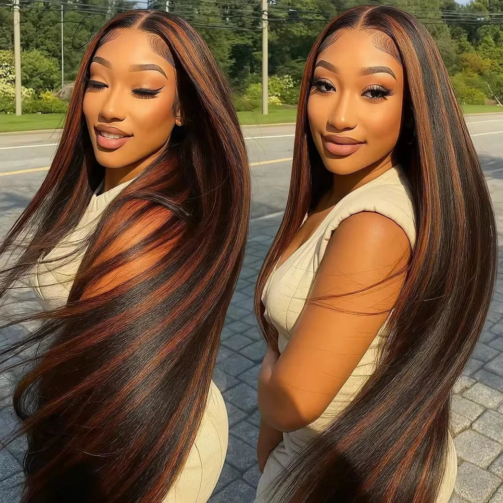 FB30 Highlight Straight Human Hair HD Lace Wig 1