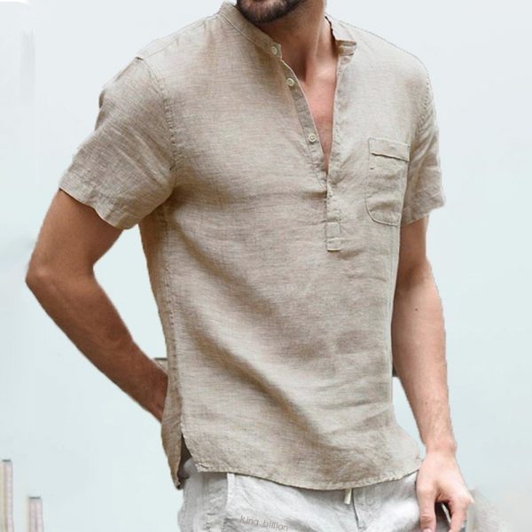 2021 KB Summer New Men's Short-Sleeved T-shirt Cotton and Linen Led Casual Men's T-shirt Shirt Male Breathable S-3XL 1