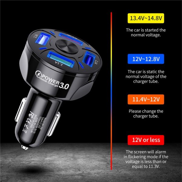 USLION 4 Ports USB Car Charge 48W Quick 7A Mini Fast Charging For iPhone 11 Xiaomi Huawei Mobile Phone Charger Adapter in Car 2