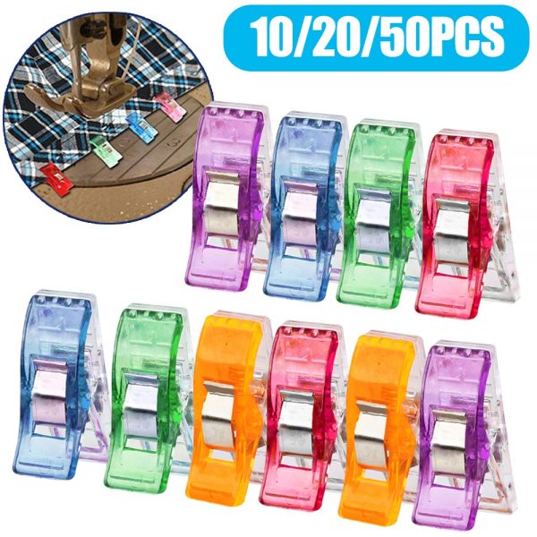 10/20/50PCS Sewing Clips Plastic Clamps Quilting Crafting Crocheting Knitting Safety Clips Assorted Colors Binding Clips Paper 1