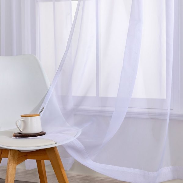 BILEEHOME Solid White Tulle Sheer Window Curtains for Living Room the Bedroom Modern Tulle Voile Organza Curtains Fabric Drapes 2