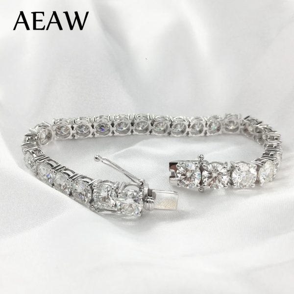 AEAW Platinum Plated Silver 12.4CTW 18CM Length 4mm F Near Colorless Moissanite Tennis Bracelet for Women 2