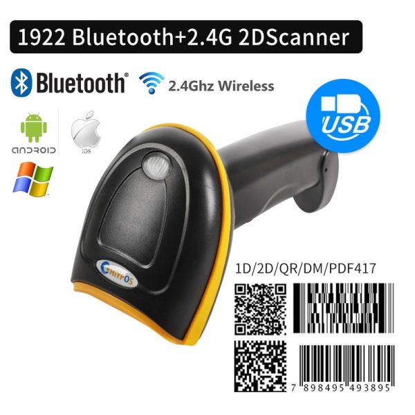 1D&2D  Supermarket Handhel  Barcode Bar  Code Scanner  Reader QR   PDF417 Bluetooth 2.4G Wireless &Wired USB Platform 2