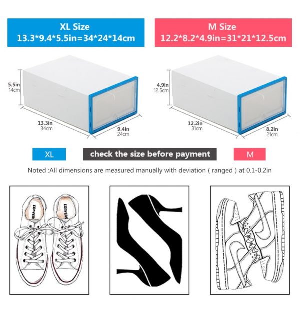 6 Pack Transparent shoe box shoes organizers thickened foldable Dustproof storage box Stackable combined shoe cabinet Sale 2