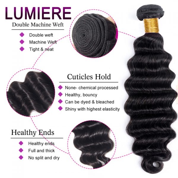 Lumiere Hair Loose Deep Wave Bundles with Closure Peruvian Hair Bundles with Closure Remy 100% Human Hair Bundles with Frontal 2