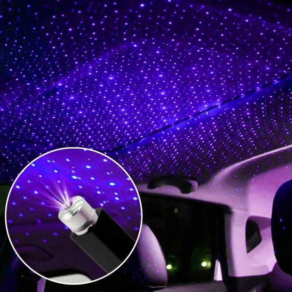 Romantic LED Car Roof Star Night Light Projector Atmosphere Galaxy Lamp USB Decorative Lamp Adjustable Car Interior Decor Light 2