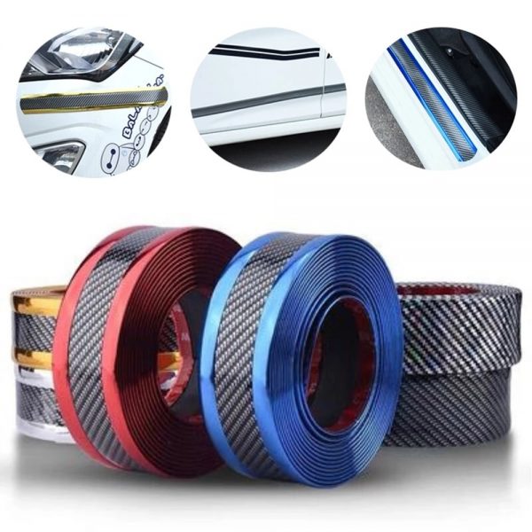 Car Stickers Anti Scratch Door Sill Protector Rubber Strip Carbon Fiber Car Threshold Protection Bumper Film Sticker Car Styling 2