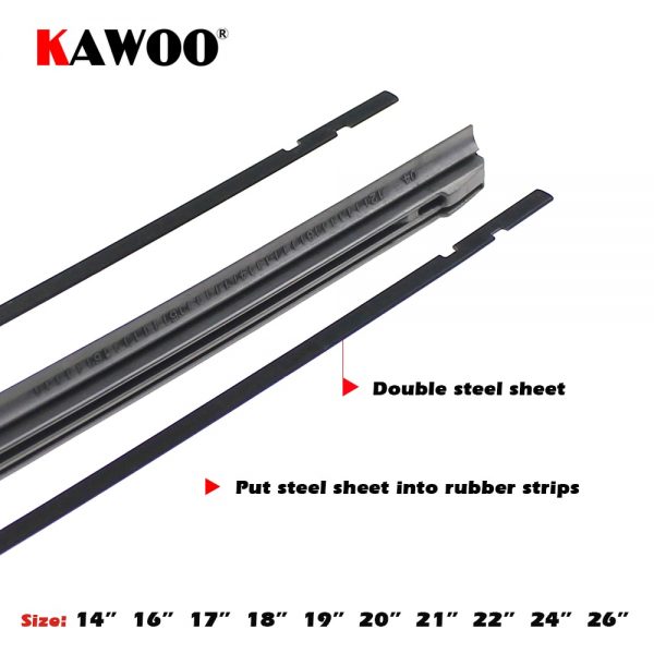 KAWOO Car Vehicle Insert Rubber strip Wiper Blade (Refill) 8mm Soft 14" 16" 17" 18" 19" 20" 21" 22" 24" 26" 28" 1pcs Accessories 4