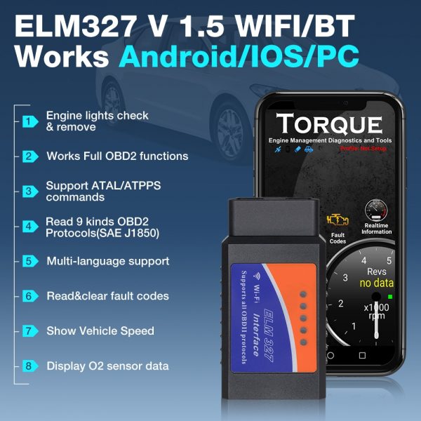 ELM327 V1.5 OBD2 Scanner PIC18F25K80 BT/Wifi ELM 327 OBD Car Diagnostic Tool For Android /IOS PK Vgate Icar2 Code Reader 4