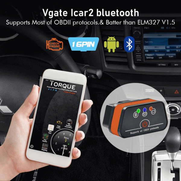Vgate iCar2 obd2 bluetooth scanner ELM327 V2.1 obd 2 wifi icar 2 car tools elm 327 for android/PC/IOS code reader free shipping 6