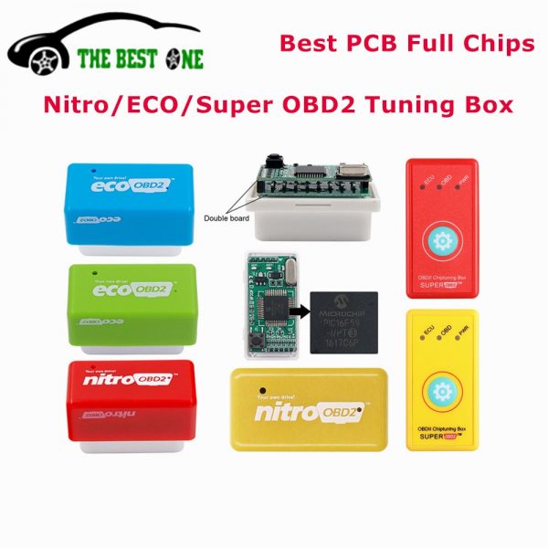 Original Full Chips Eco Nitro OBD2 Chip Tuning Box Benzine Diesel EcoOBD2 Save Fuel NitroOBD2 More Power Super OBD2 Reset Button 1