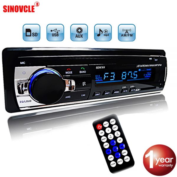 Car Radio Stereo Player Digital Bluetooth Car MP3 Player 60Wx4 FM Radio Stereo Audio Music USB/SD with In Dash AUX Input 1