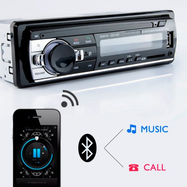 Car Radio Stereo Player Digital Bluetooth Car MP3 Player 60Wx4 FM Radio Stereo Audio Music USB/SD with In Dash AUX Input 4