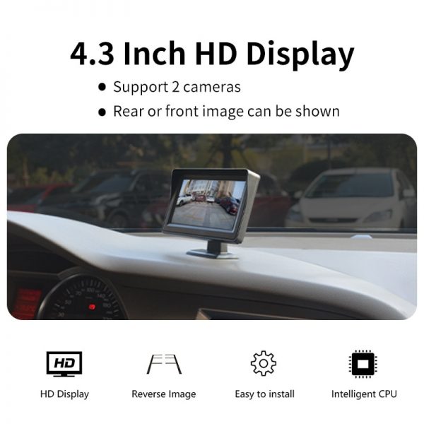 Hippcron Car Monitor 4.3" Screen For Rear View Reverse Camera TFT LCD Display HD Digital Color 4.3 Inch PAL/NTSC 2