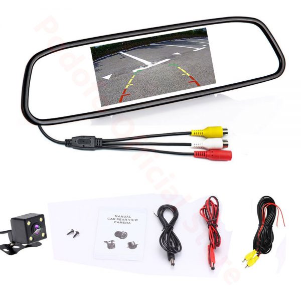 Podofo 4.3" LCD Car Parking Rearview Mirror Monitor 2 Video Input For Rear View Camera LED Night Vision Reverse Auto Camera 5