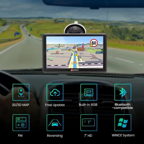 Junsun D100 Car GPS Navigation 7 Inch Touch Screen 256M+8G FM Voice Prompts Europe Russia Map Free Update Truck GPS Navigators 2