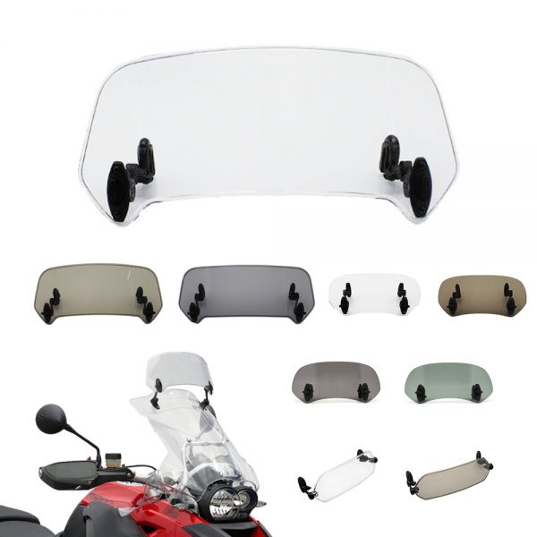 Universal Motorcycle Windshield Extension Adjustable Spoiler Clamp-On Windscreen Deflector For BMW KAWASAKI YAMAHA HONDA SUZUKI 1
