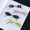 1 pc Retro Small Oval Sunglasses Women Vintage Brand Shades Black Red Metal Color Sun Glasses Fashion Design Eyeglasses 1