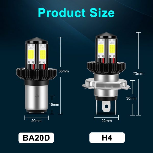 Motorcycle Headlight LED BA20D H6 H4 Bulbs Hi Lo beam Moto LED Motorbike Headlight Lamp 6000K White 12V 1200LM 5