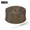 High Quality 5cm*5M 10M 15M Titanium/Black Exhaust Heat Wrap Roll for Motorcycle Fiberglass Heat Shield Tape with Stainless Ties 2