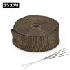 High Quality 5cm*5M 10M 15M Titanium/Black Exhaust Heat Wrap Roll for Motorcycle Fiberglass Heat Shield Tape with Stainless Ties 3