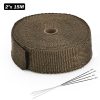 High Quality 5cm*5M 10M 15M Titanium/Black Exhaust Heat Wrap Roll for Motorcycle Fiberglass Heat Shield Tape with Stainless Ties 4