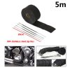 High Quality 5cm*5M 10M 15M Titanium/Black Exhaust Heat Wrap Roll for Motorcycle Fiberglass Heat Shield Tape with Stainless Ties 5