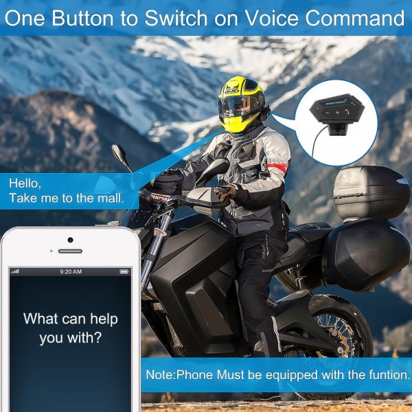 Motorcycle Wireless Bluetooth Helmet Headset Hands-free Telephone Call Kit Stereo Anti-interference BT Headset For 2 Riders 6