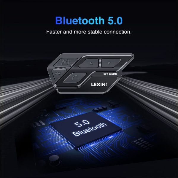 1PC LEXIN ET COM Motorcycle Bluetooth v5.0 Intercom with 6 DIY Color, Waterproof Helmet Headsets 1200m for 2 Riders Auriculares 2