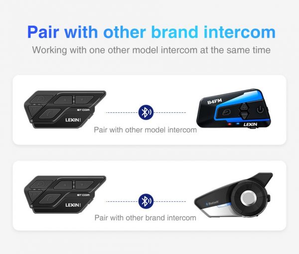 1PC LEXIN ET COM Motorcycle Bluetooth v5.0 Intercom with 6 DIY Color, Waterproof Helmet Headsets 1200m for 2 Riders Auriculares 4