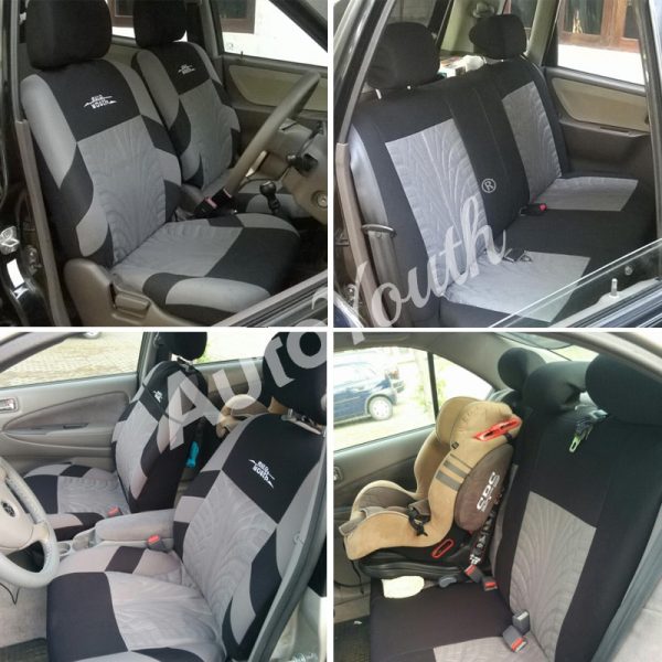 AUTOYOUTH Brand Embroidery Car Seat Covers Set Universal Fit Most Cars Covers with Tire Track Detail Styling Car Seat Protector 4