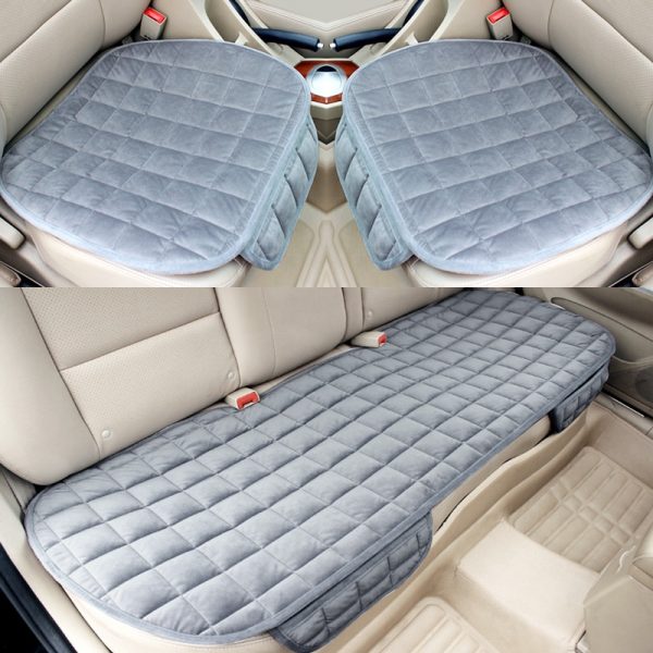 Car Seat Cover Front Rear Flocking Cloth Cushion Non Slide Winter Auto Protector Mat Pad Keep Warm Universal Fit Truck Suv Van 3