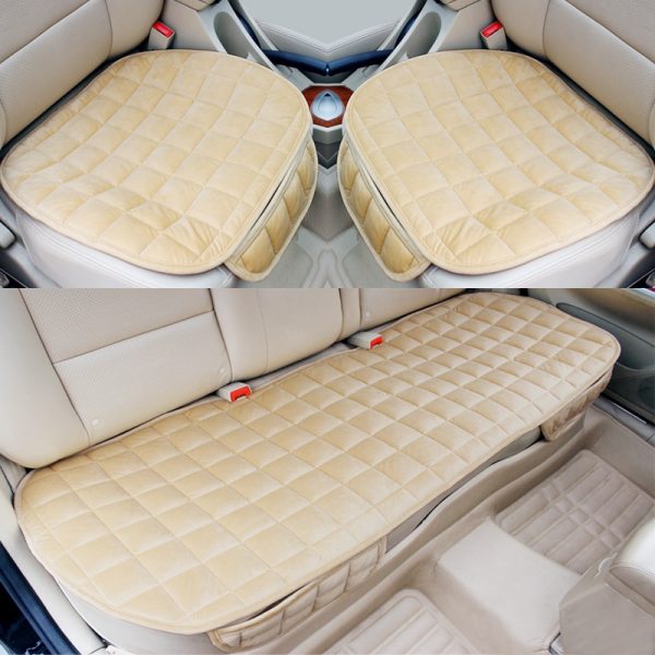 Car Seat Cover Front Rear Flocking Cloth Cushion Non Slide Winter Auto Protector Mat Pad Keep Warm Universal Fit Truck Suv Van 4
