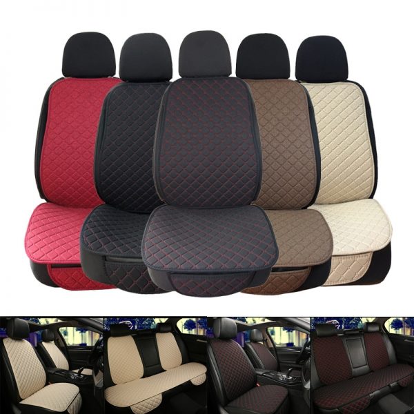 Flax Car Seat Cover Protector Linen Front Rear Back Automobile Protect Cushion Pad Mat Backrest for Auto Interior Truck SUV Van 1