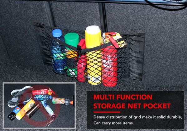 Car Back Rear Trunk Seat Elastic String Net Magic Sticker Mesh Storage Bag Pocket Cage Auto Organizer Seat Back Bag 40*25cm 3