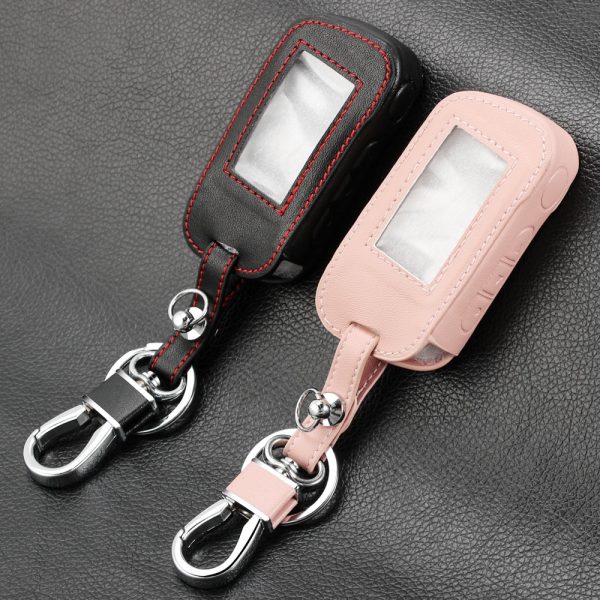 New A93 Leather Case For Starline A93 A63 Car alarm Remote Controller LCD Keychain Cover,Car-styling 5
