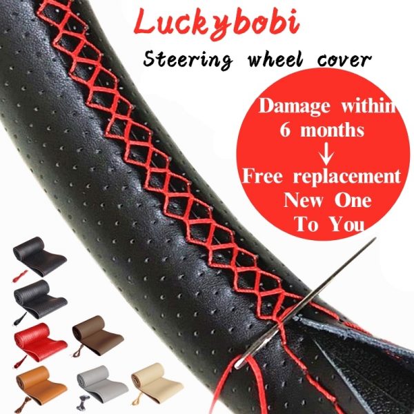 Car Steering Wheel Braid Cover Needles And Thread Artificial Leather Car Covers Suite 7 Color DIY Texture Soft Auto Accessories 1
