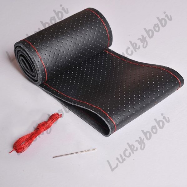 Car Steering Wheel Braid Cover Needles And Thread Artificial Leather Car Covers Suite 7 Color DIY Texture Soft Auto Accessories 6