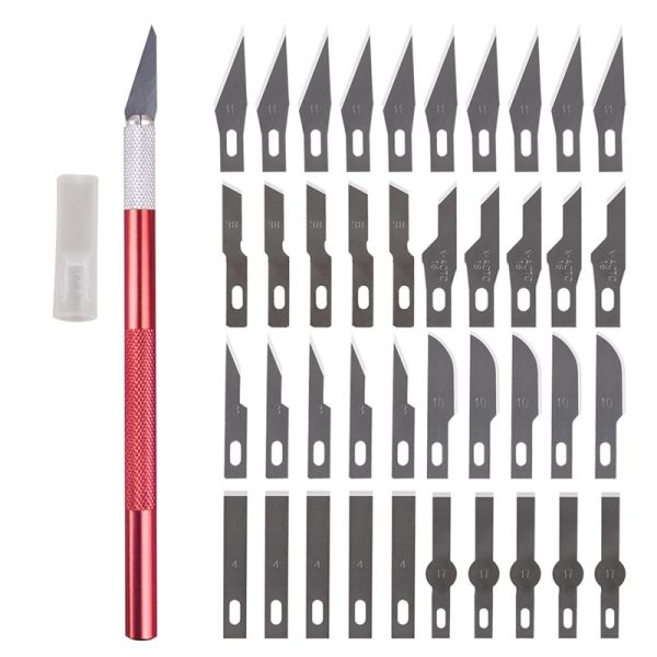 Non-Slip Metal Scalpel Knife Tools Kit Cutter Engraving Craft knives + 40pcs Blades Mobile Phone PCB DIY Repair Hand Tools 2